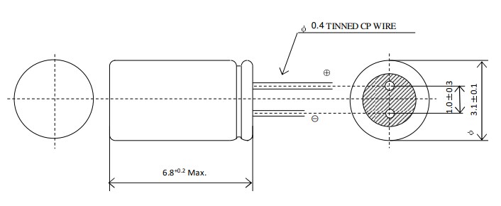Mechanical Drawing - Nichicon SLBx Rechargeable Batteries